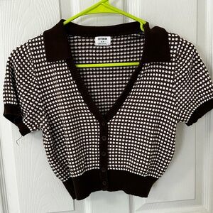Brown and White Polka Dot Women's Sweater